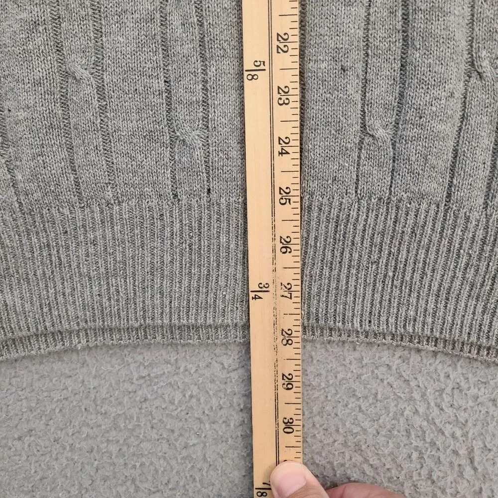 Vintage American Eagle Sweater Mens XL Gray Cable Knit V-Neck‎ Pullover Preppy